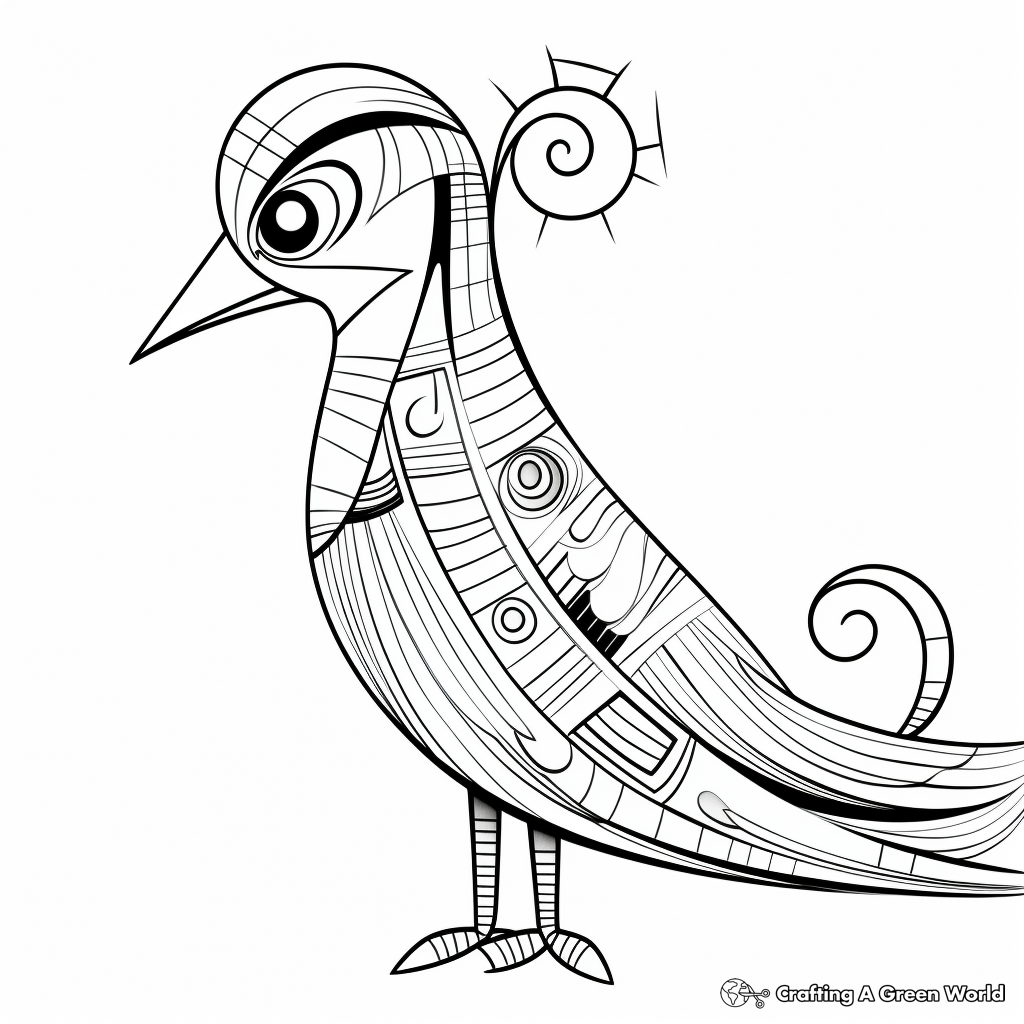 Printable Abstract Pigeon Coloring Pages for Artists 4