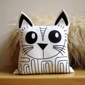 Printable Abstract Pillow Cat Coloring Pages for Artists 1