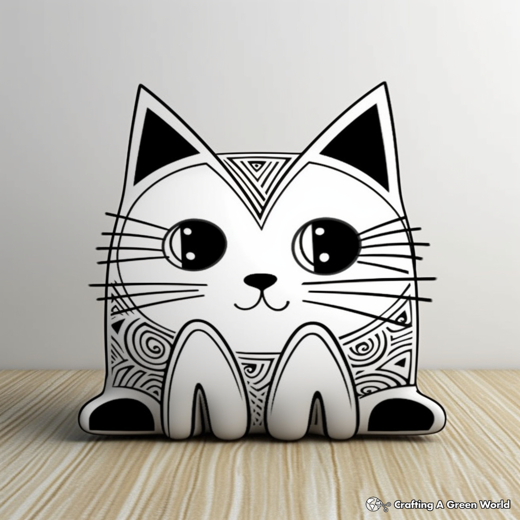 Printable Abstract Pillow Cat Coloring Pages for Artists 3
