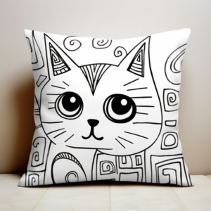 Printable Abstract Pillow Cat Coloring Pages for Artists 4