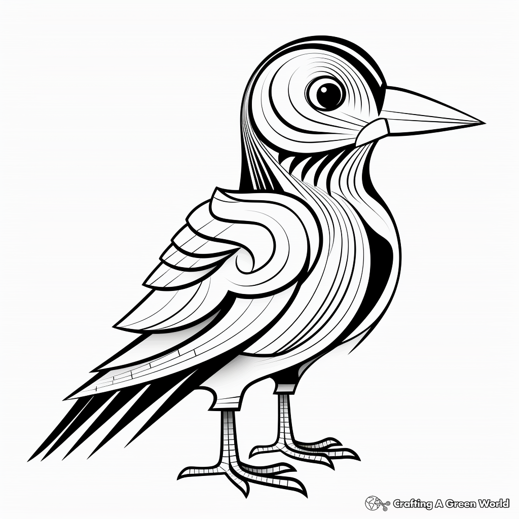 Printable Abstract Puffin Coloring Pages for Artists 2