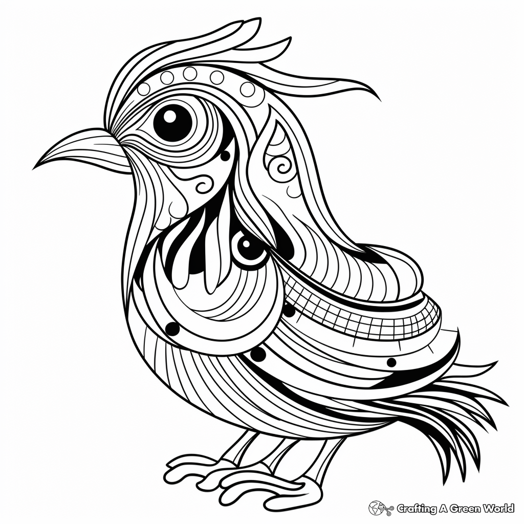 Printable Abstract Quail Coloring Pages for Artists 3