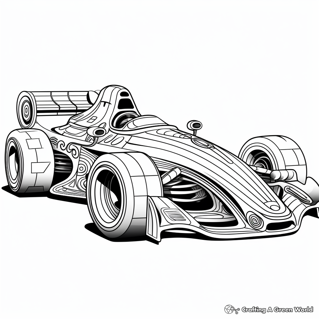 Printable Abstract Racing Car Coloring Pages for Artists 3