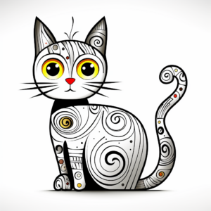 Printable Abstract Rainbow Cat Coloring Pages for Artists 3