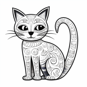 Printable Abstract Rainbow Cat Coloring Pages for Artists 4