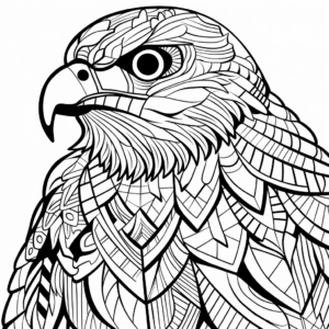 Printable Abstract Red Tailed Hawk Coloring Pages for Artists 2