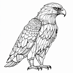 Printable Abstract Red Tailed Hawk Coloring Pages for Artists 4
