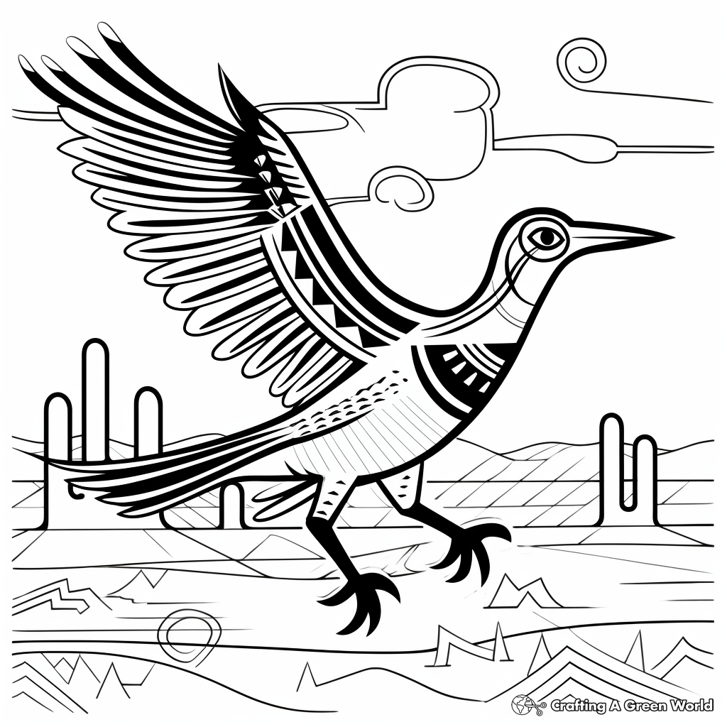 Printable Abstract Roadrunner Coloring Pages for Artists 3