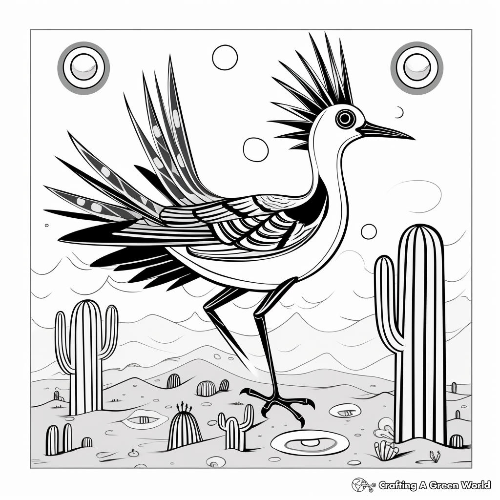 Printable Abstract Roadrunner Coloring Pages for Artists 4
