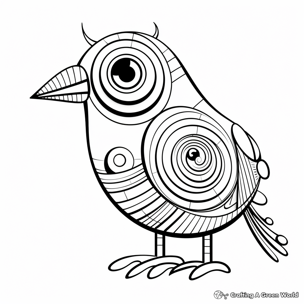 Printable Abstract Robin Coloring Pages for Creativity 3