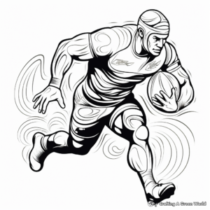 Printable Abstract Rugby Player Coloring Pages for Artists 1