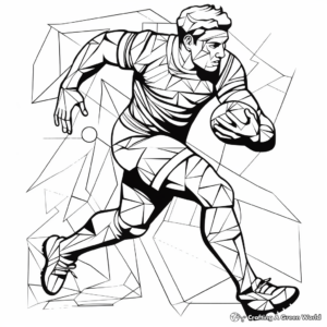 Printable Abstract Rugby Player Coloring Pages for Artists 2