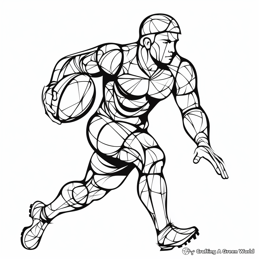 Printable Abstract Rugby Player Coloring Pages for Artists 4