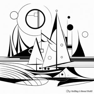 Printable Abstract Sailboat Coloring Pages for Artists 2