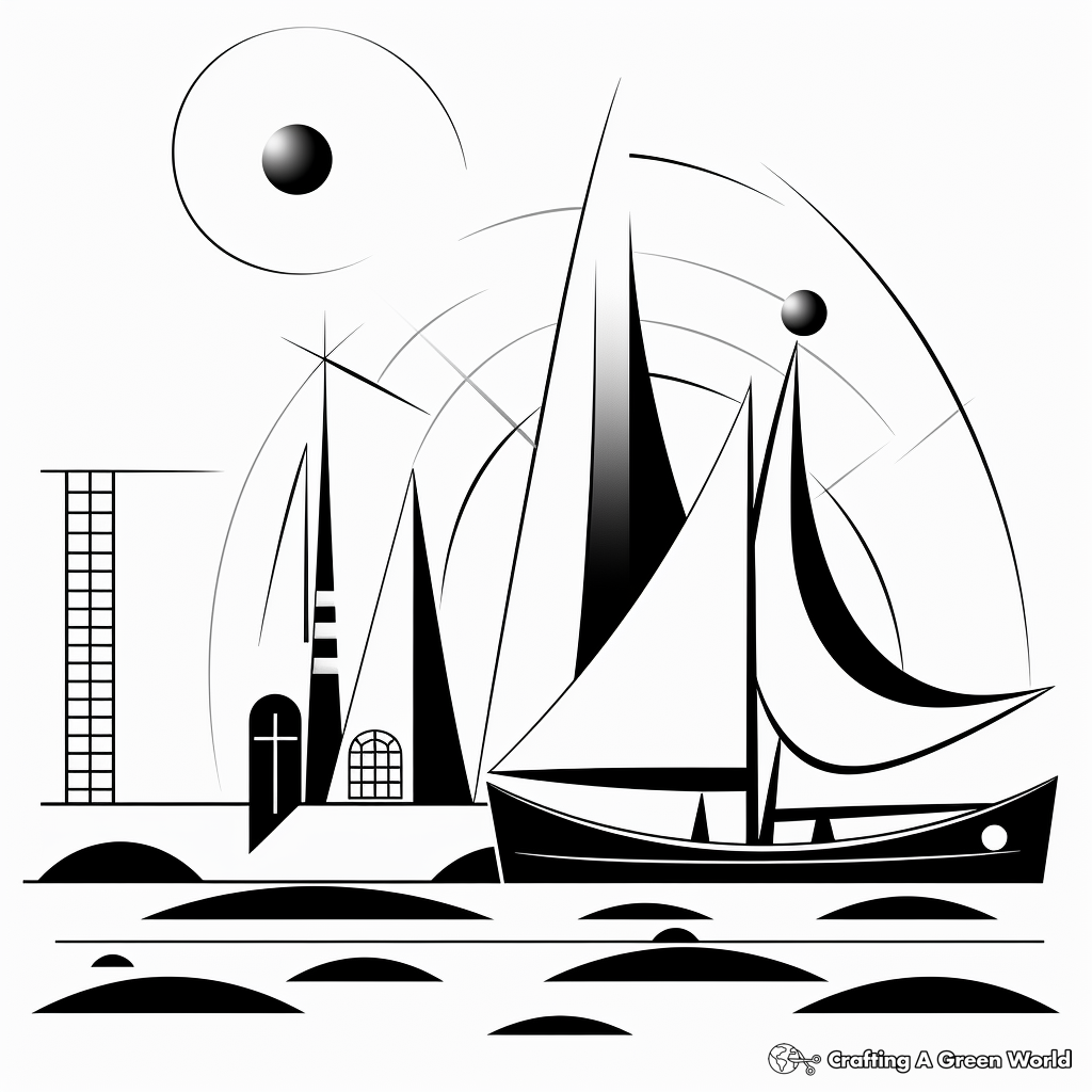 Printable Abstract Sailboat Coloring Pages for Artists 3