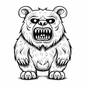 Printable Abstract Scary Bear Coloring Pages for Artists 2