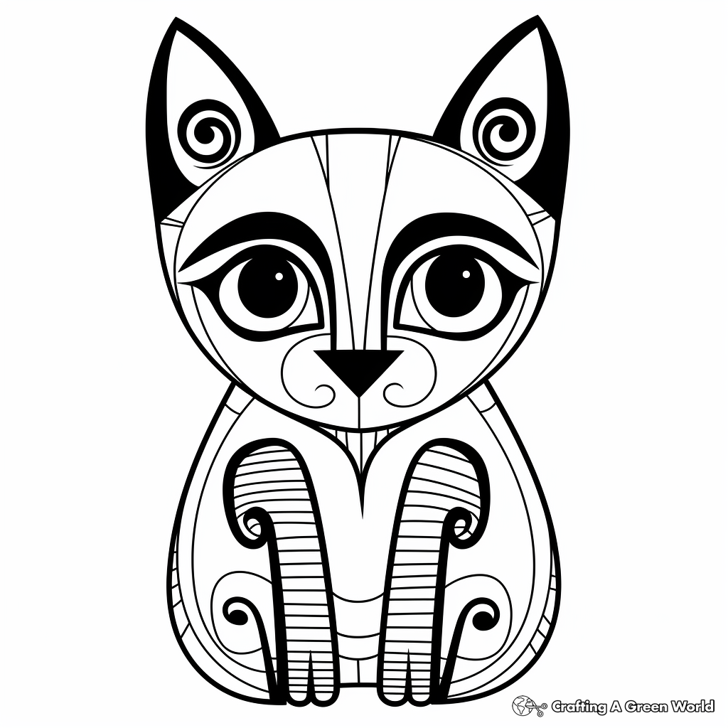 Printable Abstract Siamese Cat Coloring Pages for Artists 1