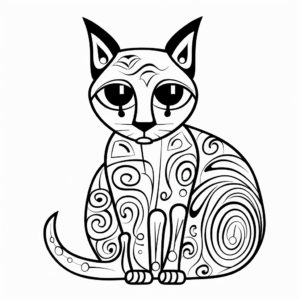 Printable Abstract Siamese Cat Coloring Pages for Artists 2
