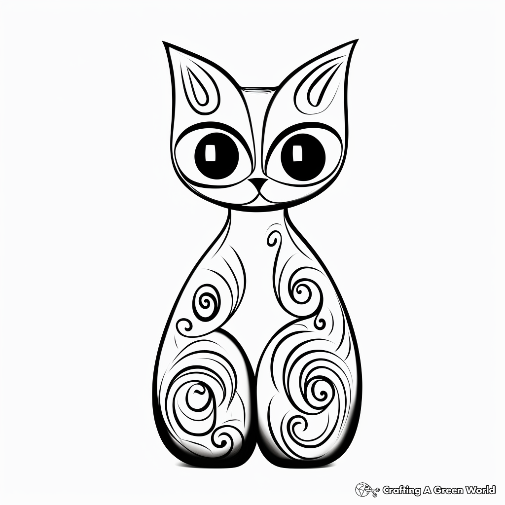 Printable Abstract Siamese Cat Coloring Pages for Artists 3
