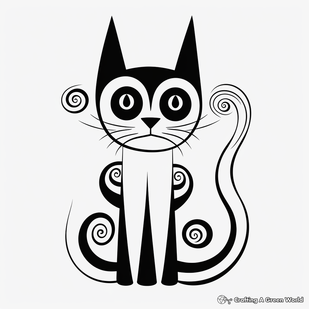 Printable Abstract Siamese Cat Coloring Pages for Artists 4