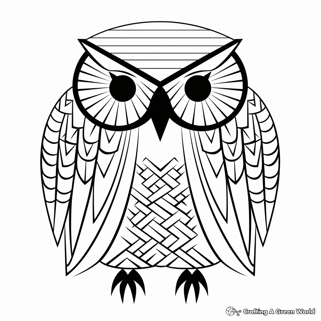 Printable Abstract Snowy Owl Coloring Pages for Artists 1