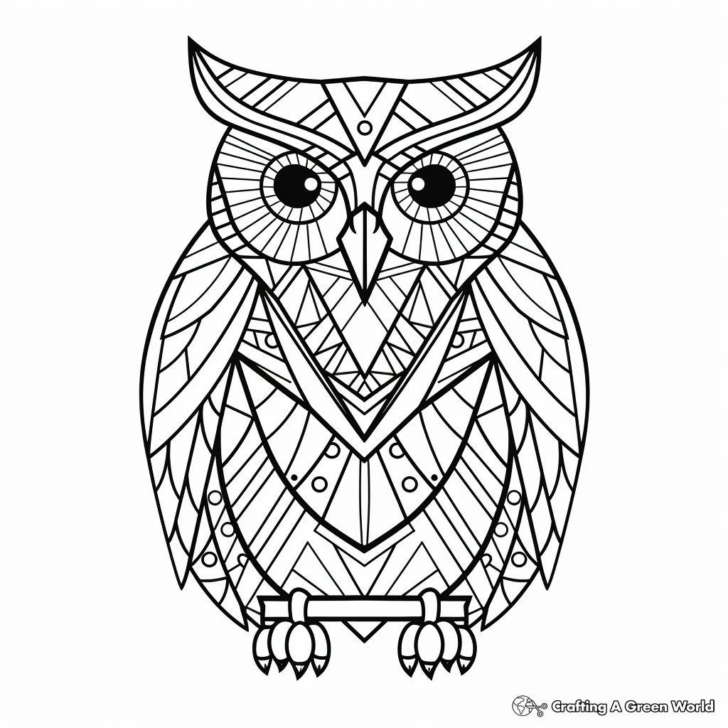 Printable Abstract Snowy Owl Coloring Pages for Artists 3