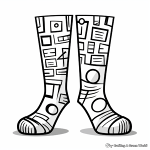 Printable Abstract Socks Coloring Pages for Artists 1