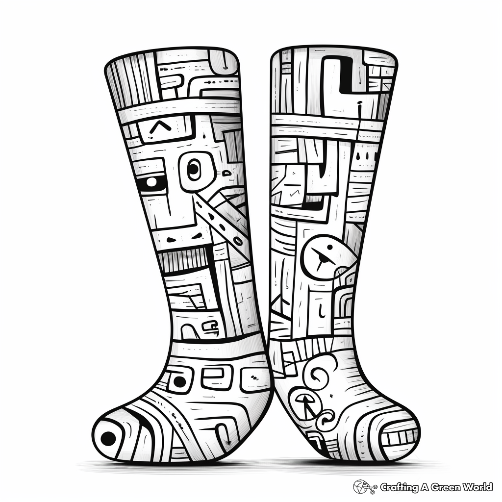 Printable Abstract Socks Coloring Pages for Artists 3
