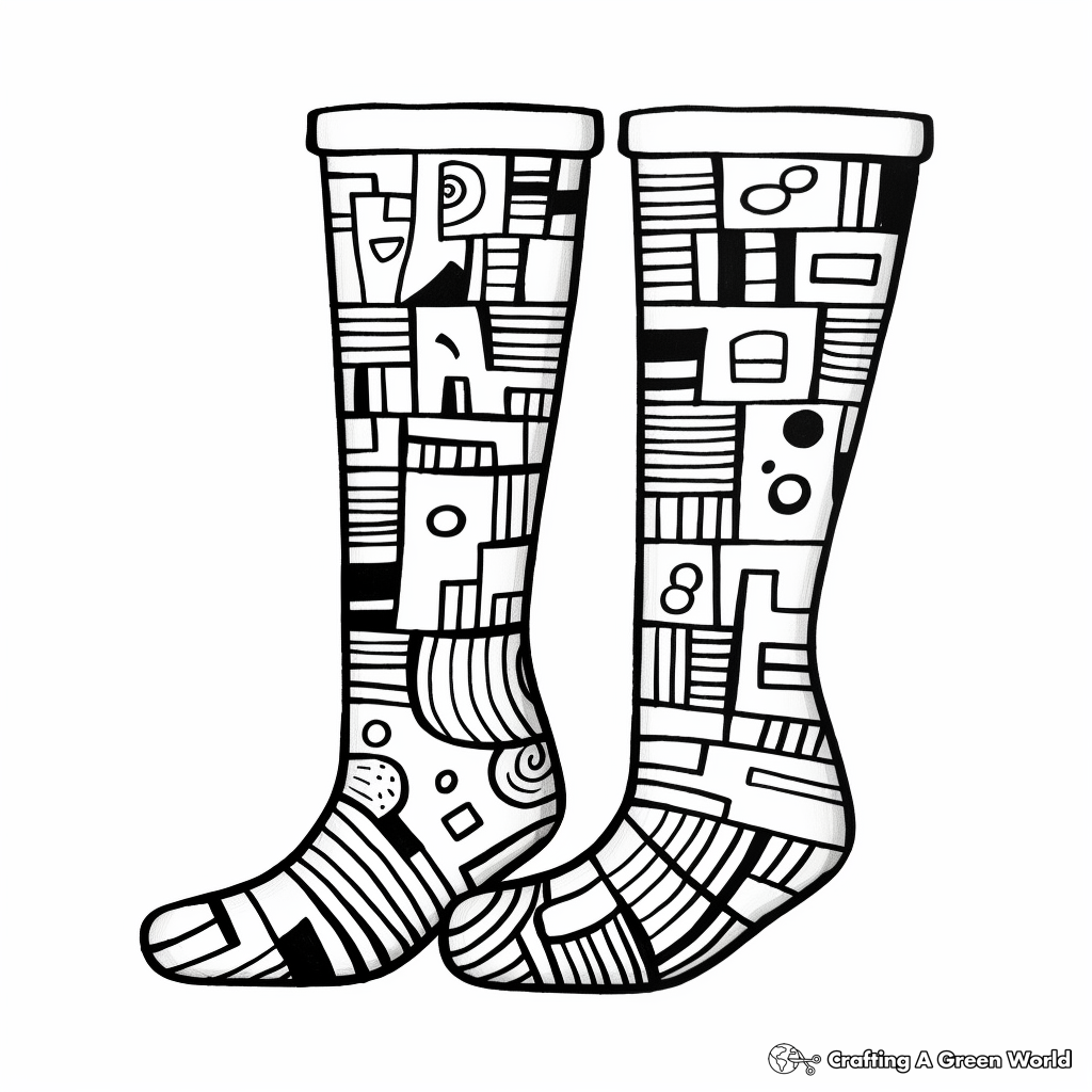 Printable Abstract Socks Coloring Pages for Artists 4
