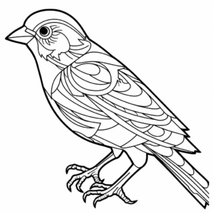 Printable Abstract Sparrow Coloring Pages for Artist 2