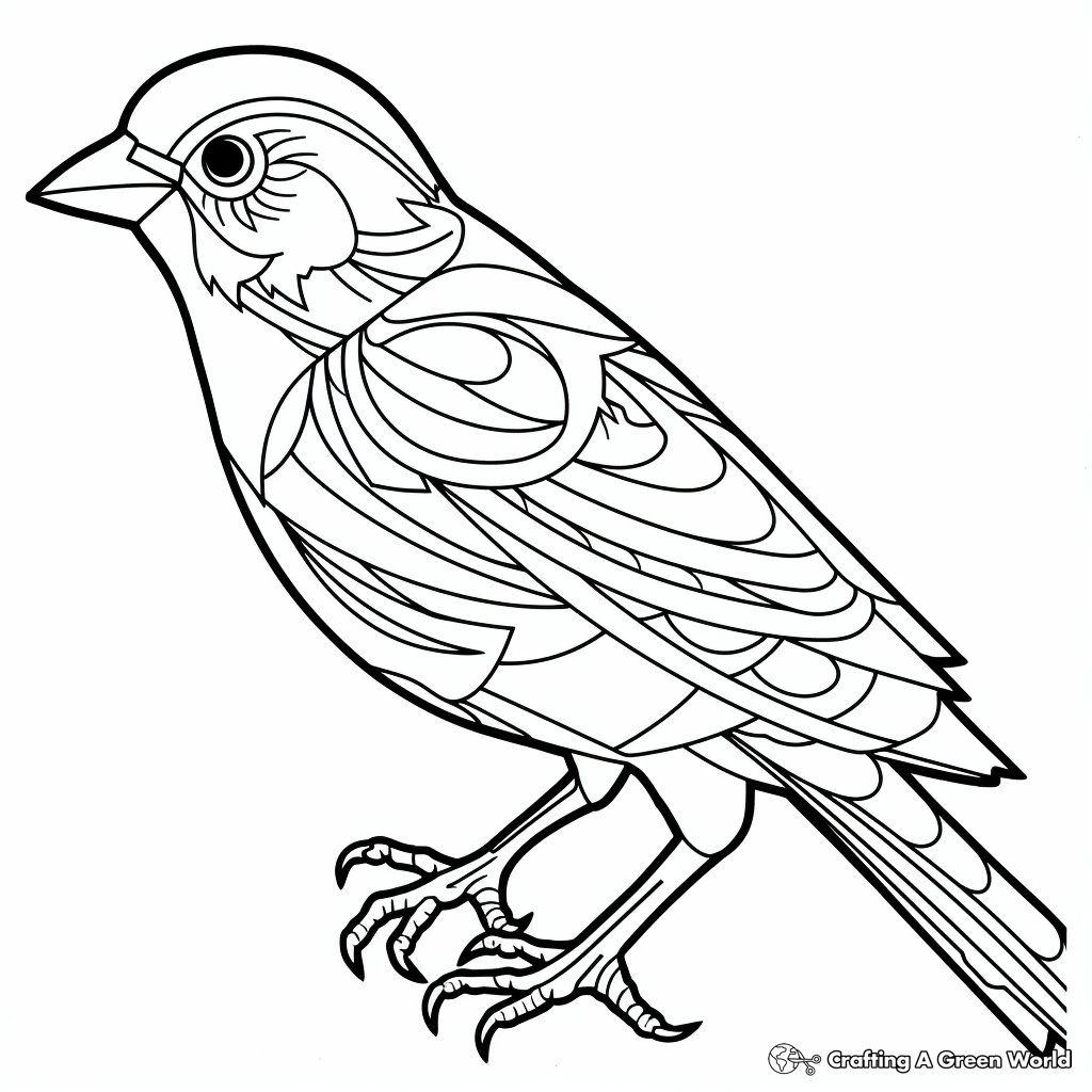 Printable Abstract Sparrow Coloring Pages for Artist 2
