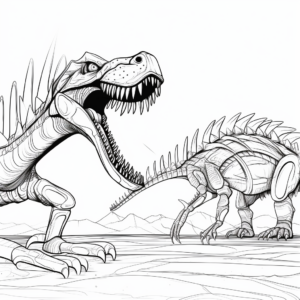 Printable Abstract Spinosaurus and T-Rex Coloring Pages for Artists 2