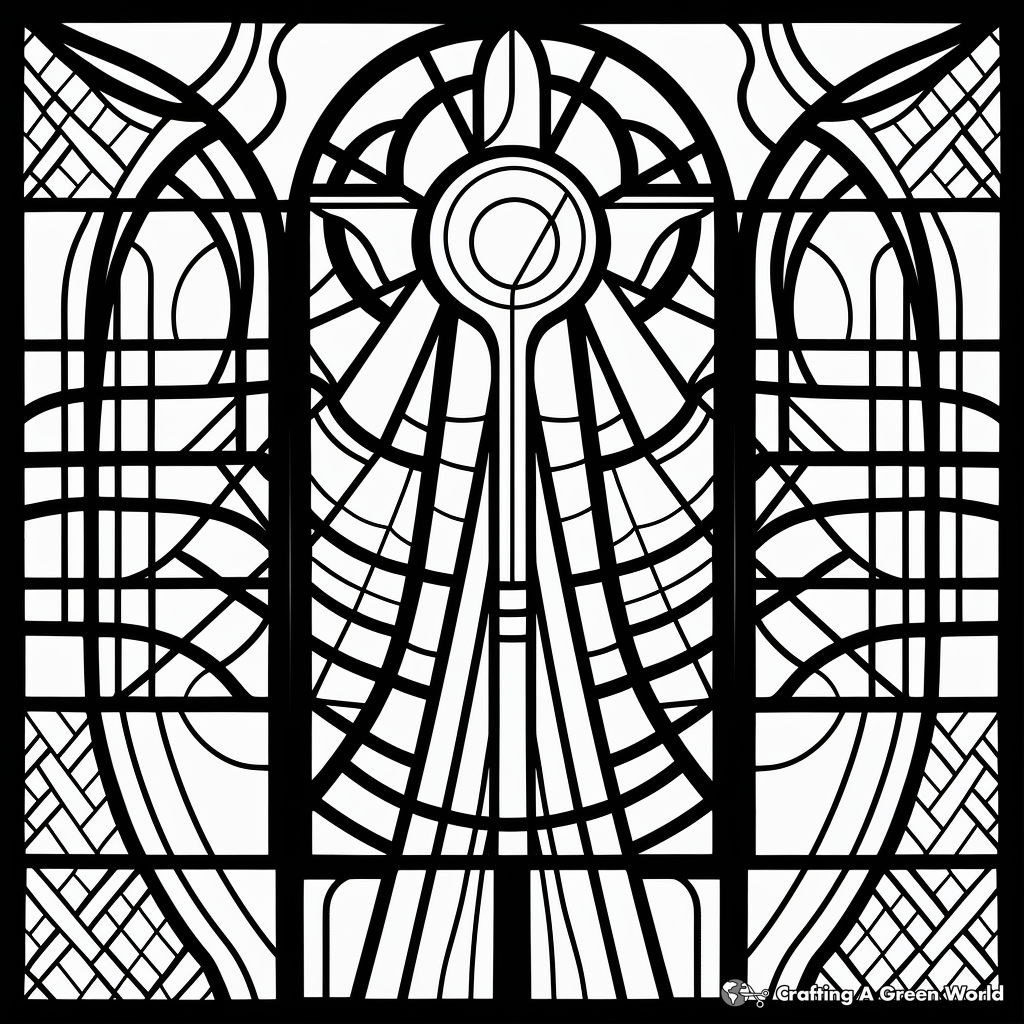 Printable Abstract Stained Glass Window Coloring Pages 3