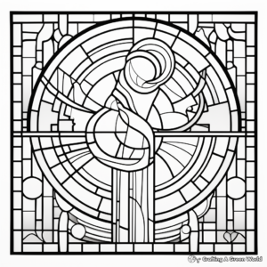 Printable Abstract Stained Glass Window Coloring Pages 4