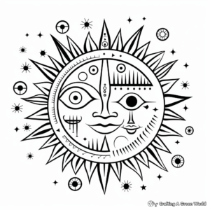 Printable Abstract Sun and Moon Coloring Pages for Artists 3