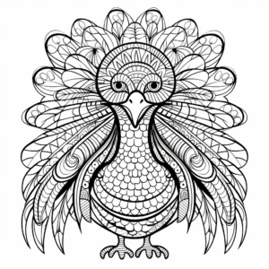 Printable Abstract Turkey Coloring Pages for Adults 2