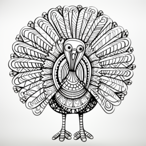 Printable Abstract Turkey Coloring Pages for Adults 3