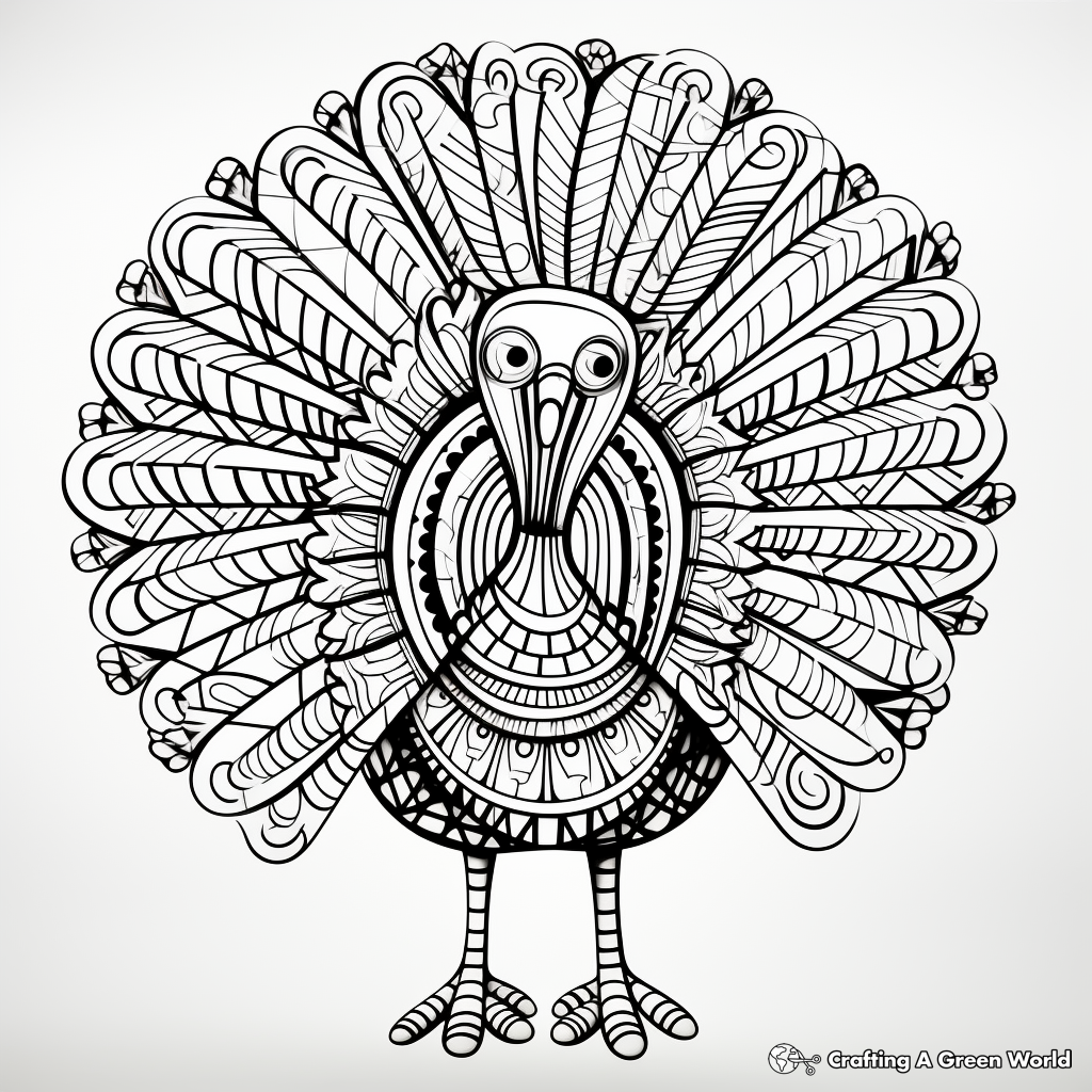 Printable Abstract Turkey Coloring Pages for Adults 3