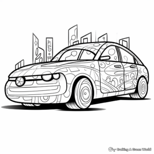 Printable Abstract Unicorn Car Coloring Pages 1