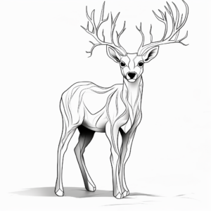 Printable Abstract White Tailed Deer Coloring Pages 2