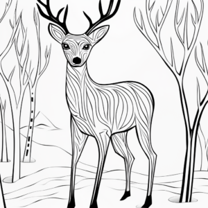 Printable Abstract White Tailed Deer Coloring Pages 3