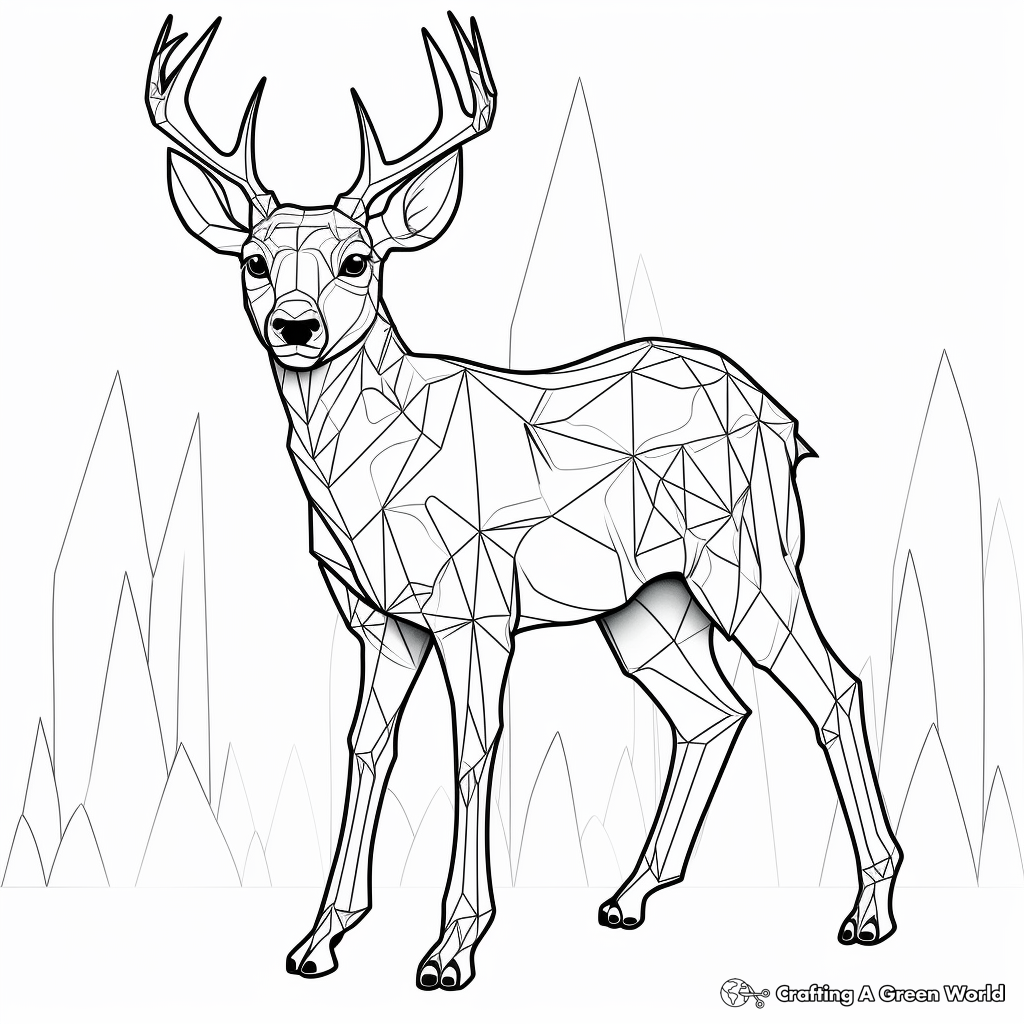 Printable Abstract White Tailed Deer Coloring Pages 4