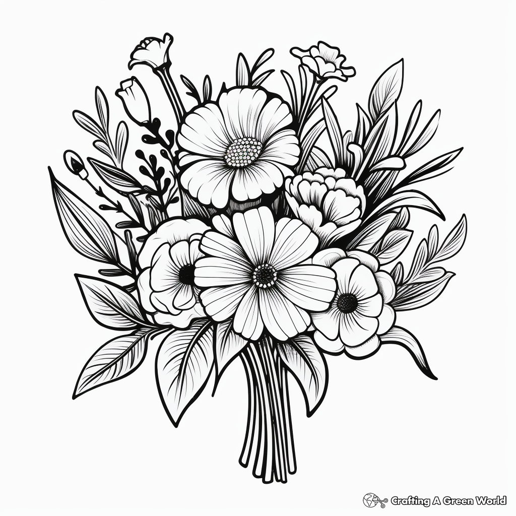 Printable Abstract Wildflower Bouquet Coloring Pages for Artists 1