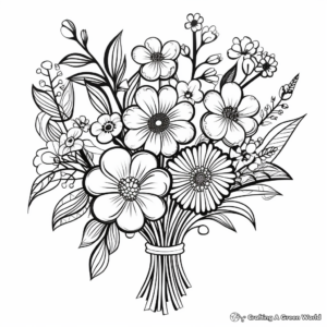 Printable Abstract Wildflower Bouquet Coloring Pages for Artists 2