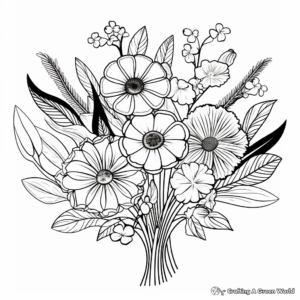 Printable Abstract Wildflower Bouquet Coloring Pages for Artists 3