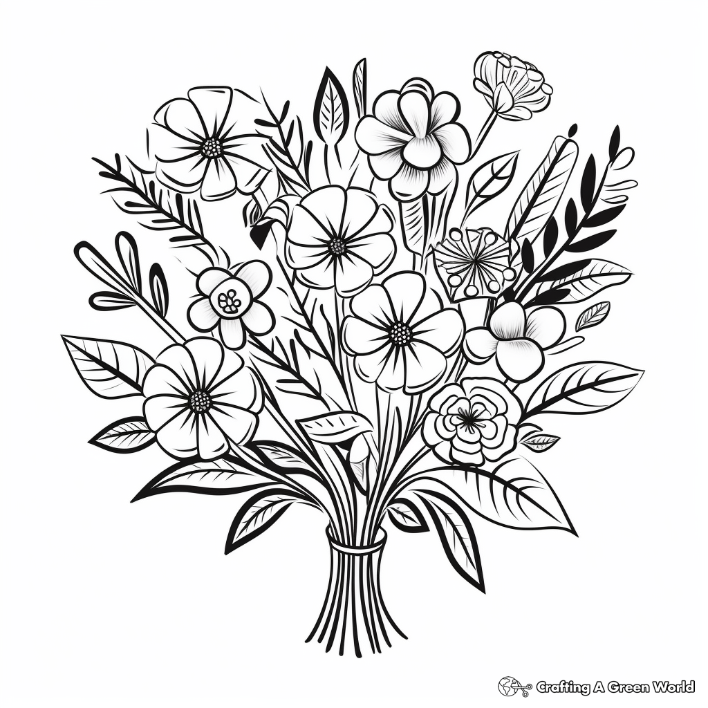Printable Abstract Wildflower Bouquet Coloring Pages for Artists 4