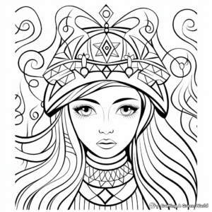 Printable Abstract Winter Princess Coloring Pages for Artists 1