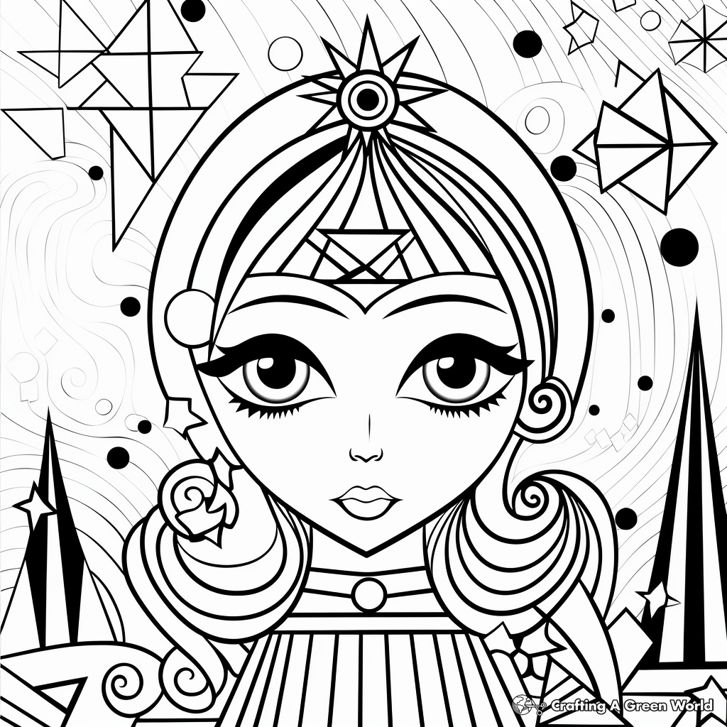 Printable Abstract Winter Princess Coloring Pages for Artists 4