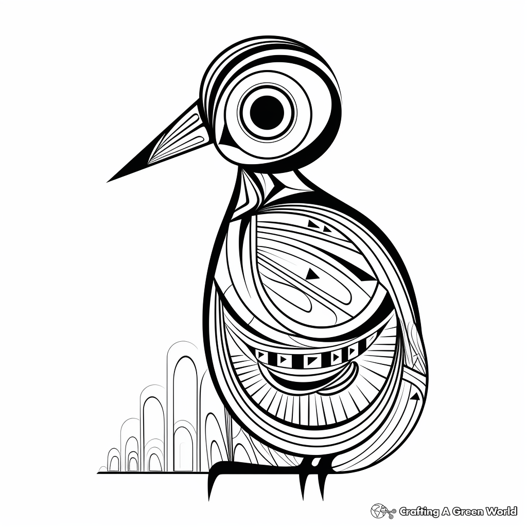 Printable Abstract Wood Duck Coloring Pages for Artists 2