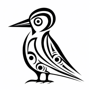 Printable Abstract Woodpecker Coloring Pages for Artists 1